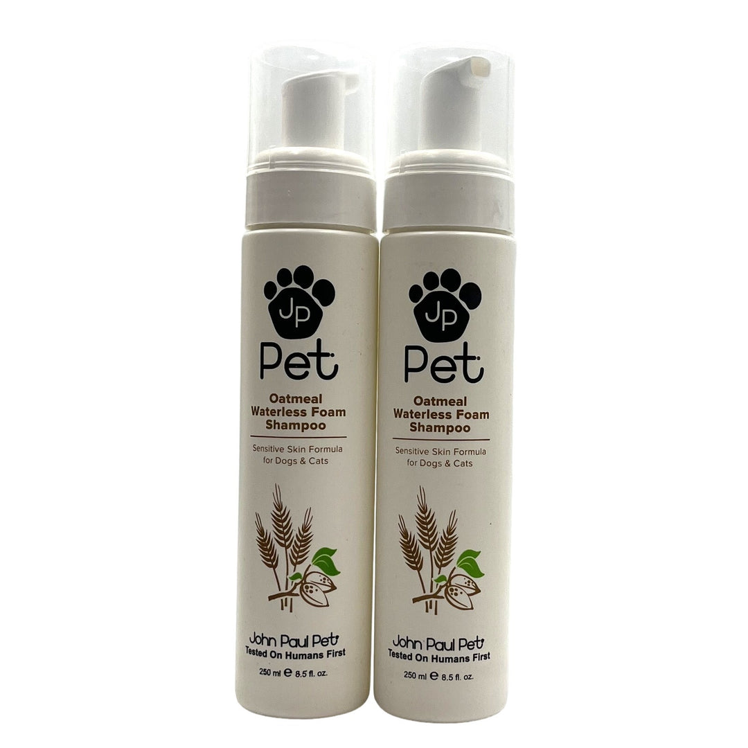 JP Pet Oatmeal Waterless Foam Shampoo Sensitive Dogs Cats 8.5 fl.oz-2 Pack