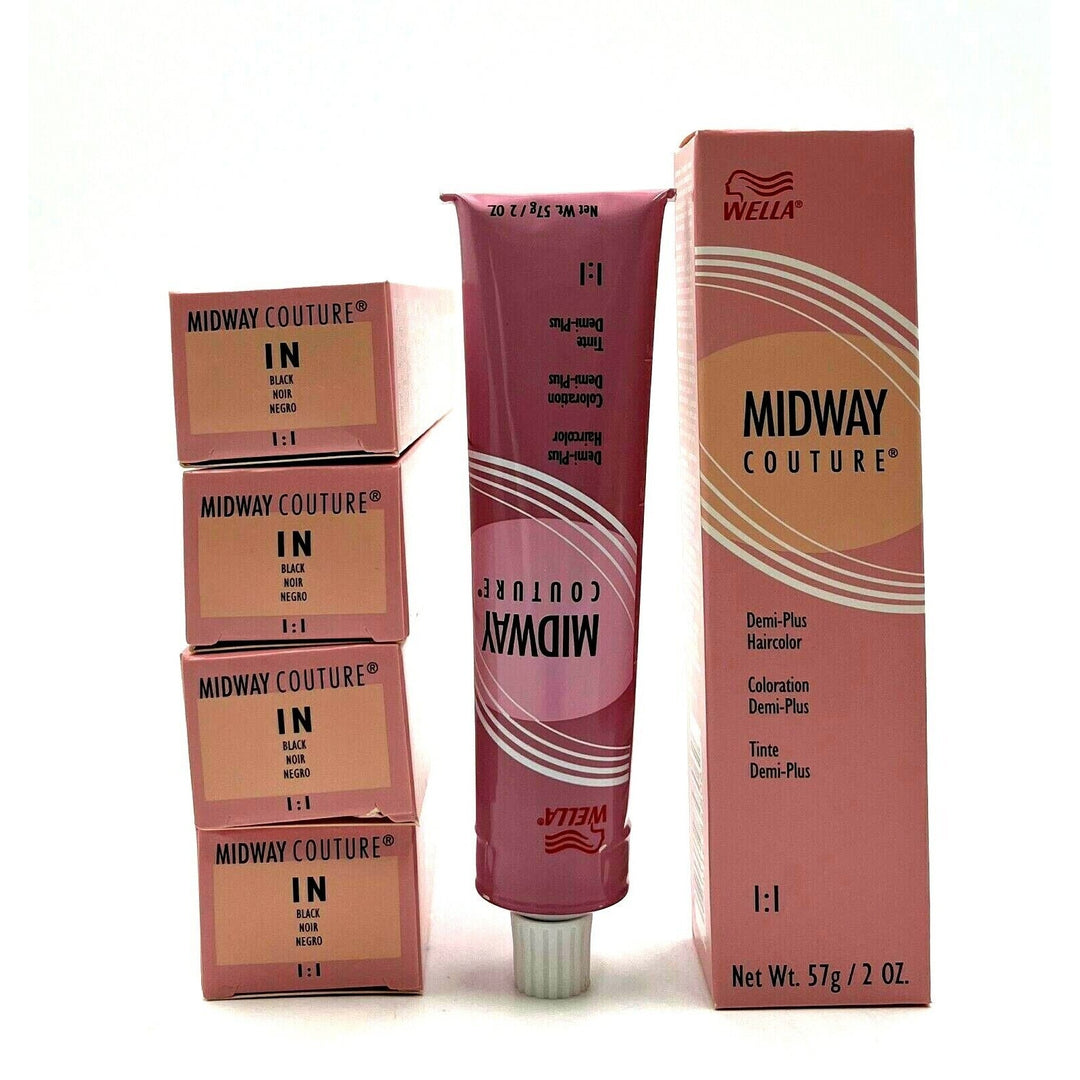 Wella Midway Couture Demi-Plus Haircolor 1N Black 2 oz-4 Pack