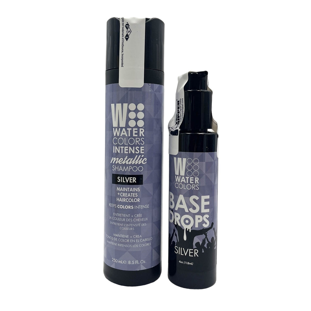 Watercolors Intense Metallic Shampoo Silver 8.5 fl.oz & Base Drops Silver 4 oz