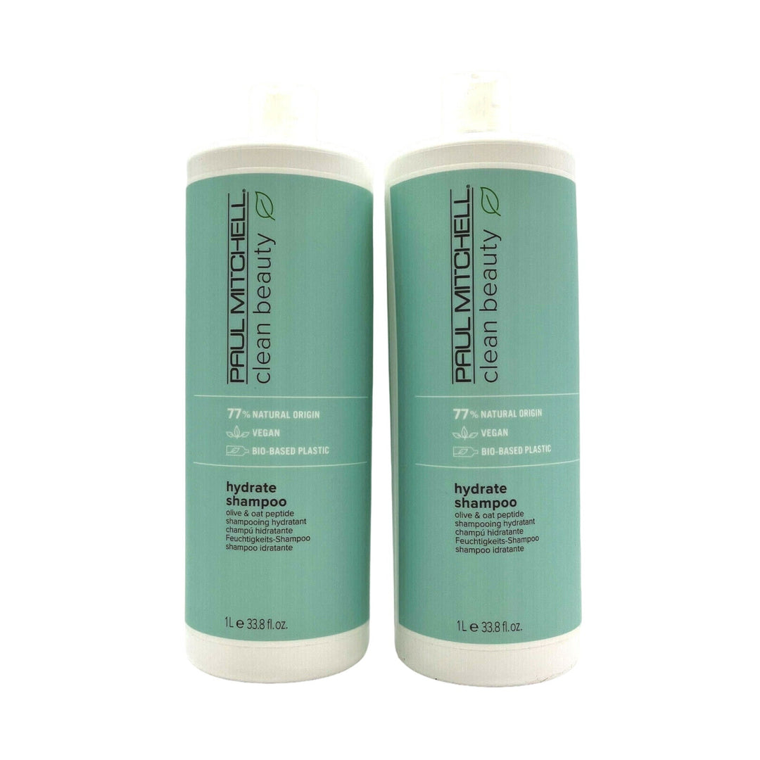 Paul Mitchell Clean Beauty Hydrate Shampoo 77% Natural Origin Vegan 33.8 oz-2Pac