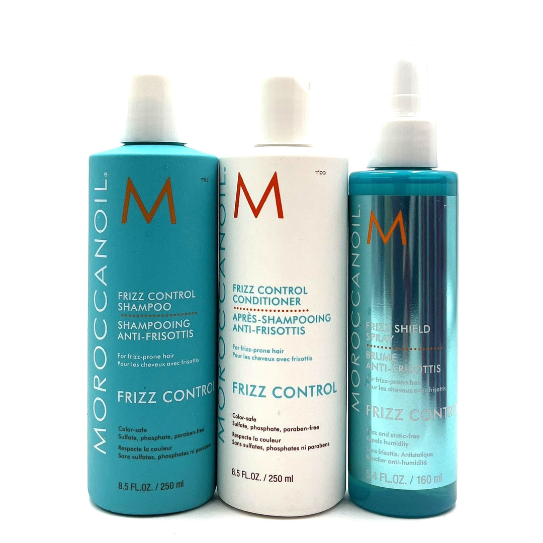 Moroccanoil Frizz Control Shampoo, Conditioner & Frizz Shield Spray Trio