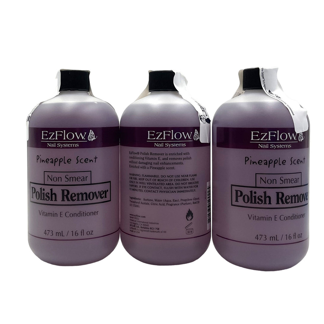 Ez Flow Polish Remover 16 oz - Pineapple Scent Non Smear-3 Pack