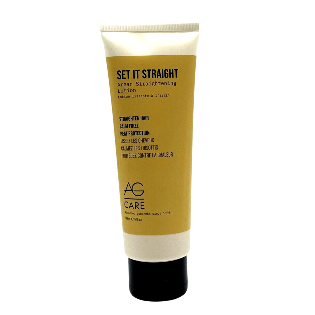 AG Care Set It Straight Argan Straightening Lotion Frizz Heat Protection 5 oz