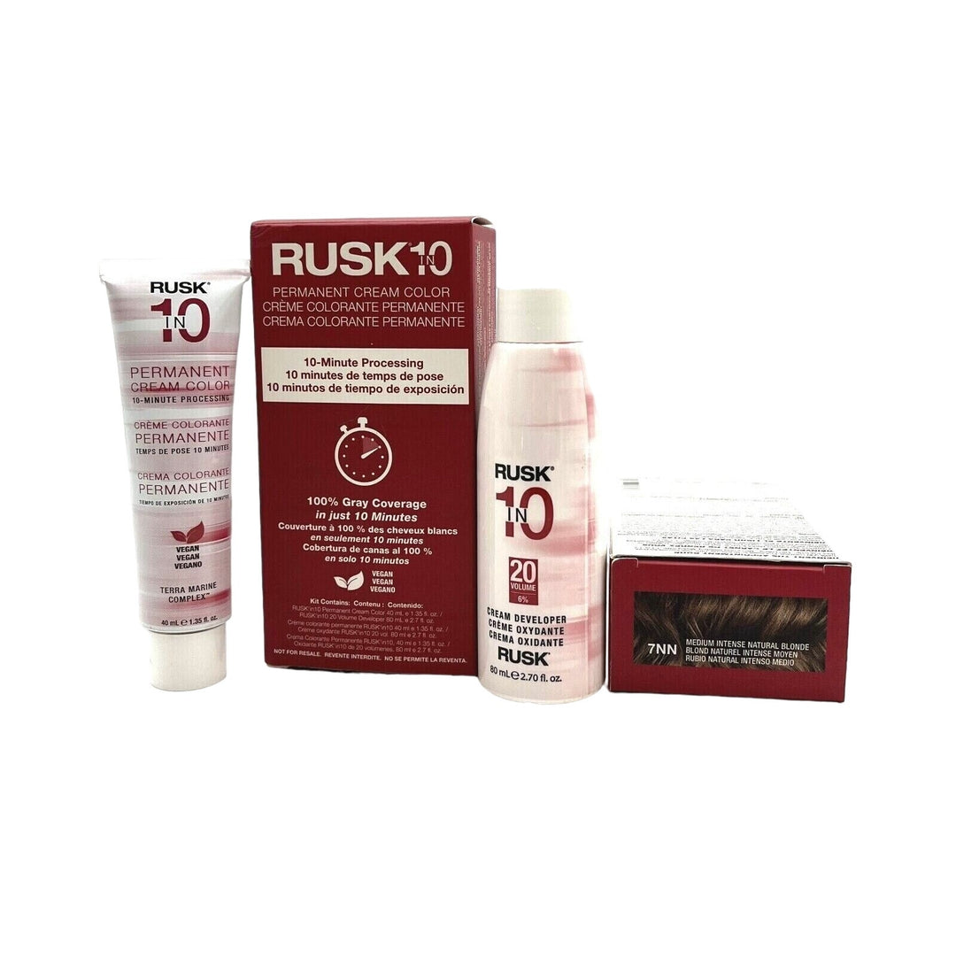 Rusk 10-Minute Processing Permanent Cream Color 100% Gray Coverage (7NN & 20 V)