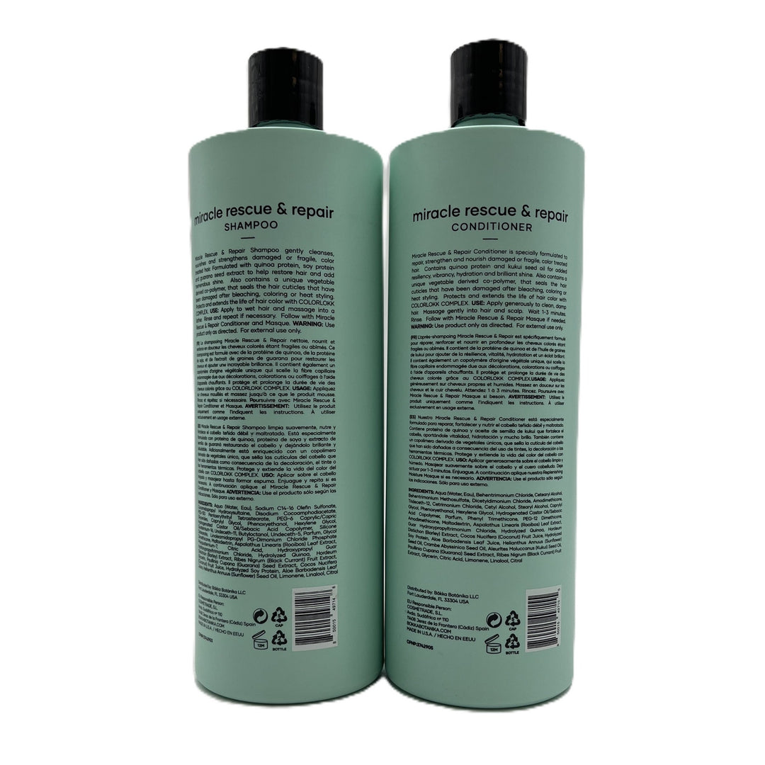 bokka Botanika Miracle Rescue & Repair Shampoo & Conditioner 32 fl.oz Duo