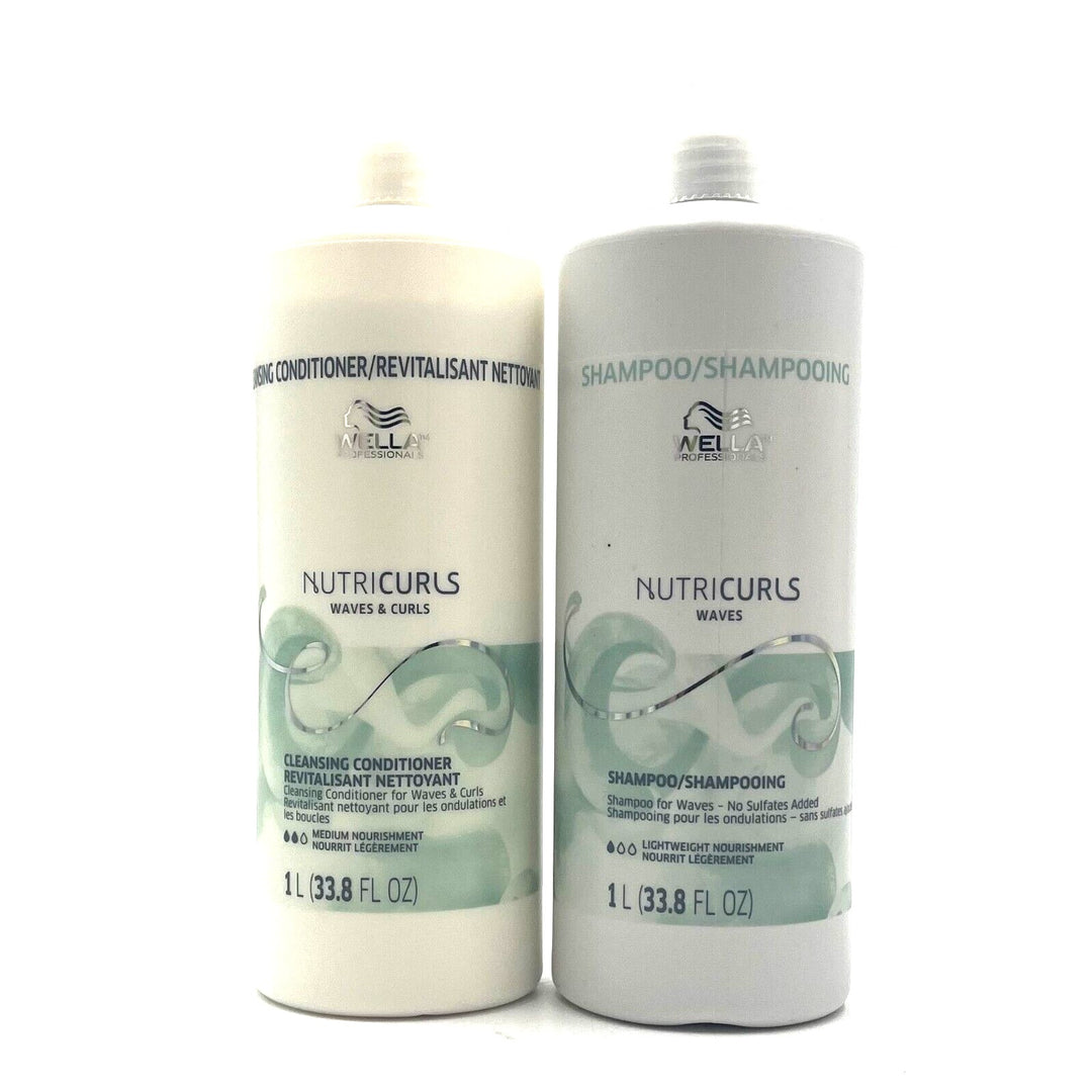 Wella NutriCurls Waves Shampoo & Waves Curls Cleansing Conditioner 33.8 oz Duo