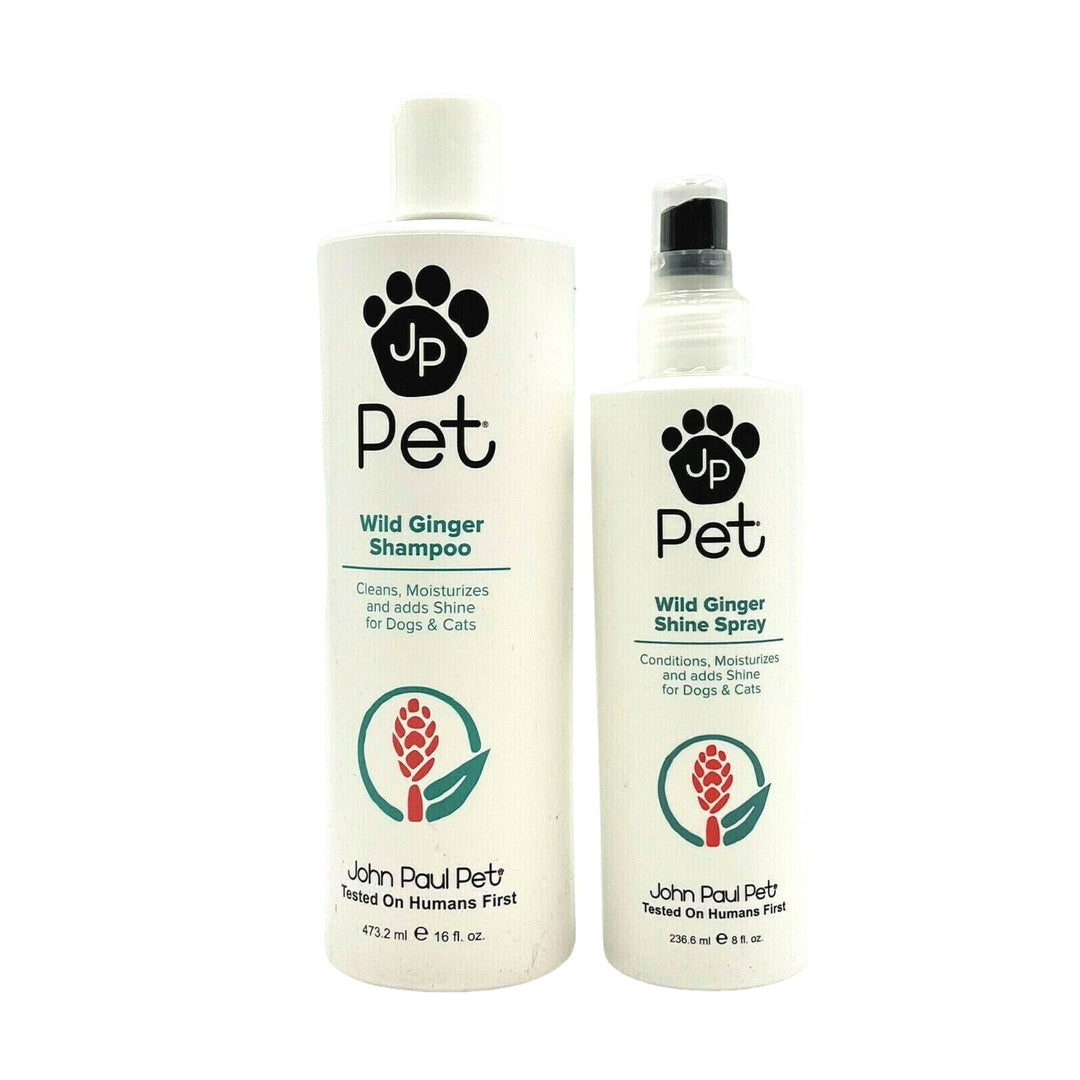 JP Pet Wild Ginger Shampoo 16 oz & Shine Spray 8 oz For Dogs & Cats Duo