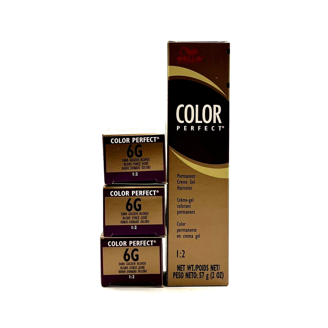 Wella Color Perfect Permanent Creme Gel Haircolor 6G Dark Golden Blonde 2 oz-3 Pack