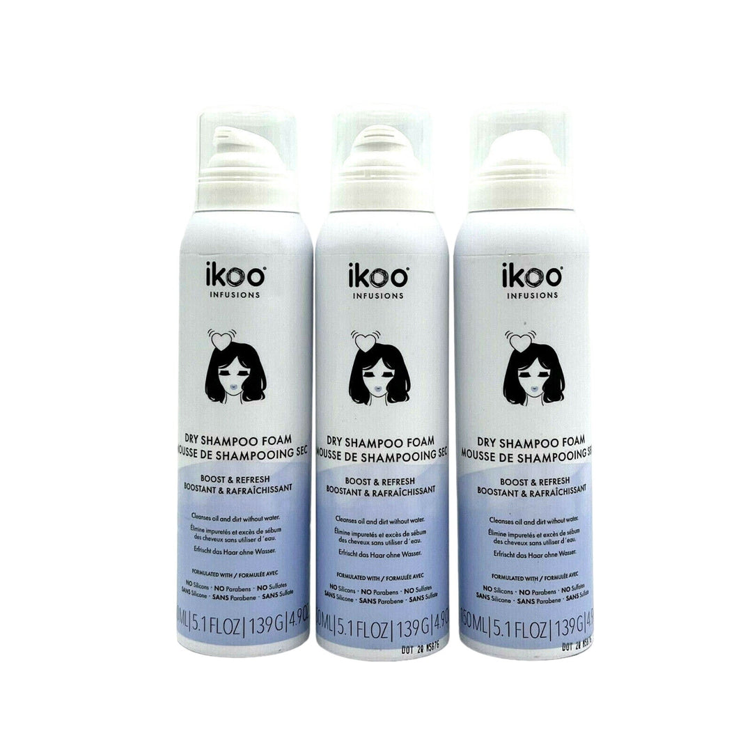 Ikoo Infusions Dry Shampoo Foam Boost & Refresh 5.1 oz-Pack of 3