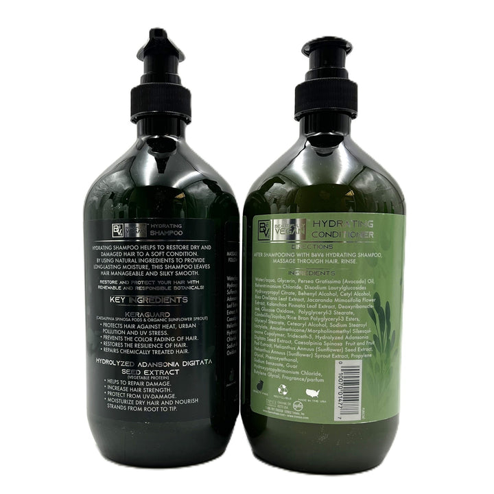 BeVe Beautifully Vegan Hydrating Shampoo & Conditioner For Dry Hair &Scalp 33.8 fl.oz Duo