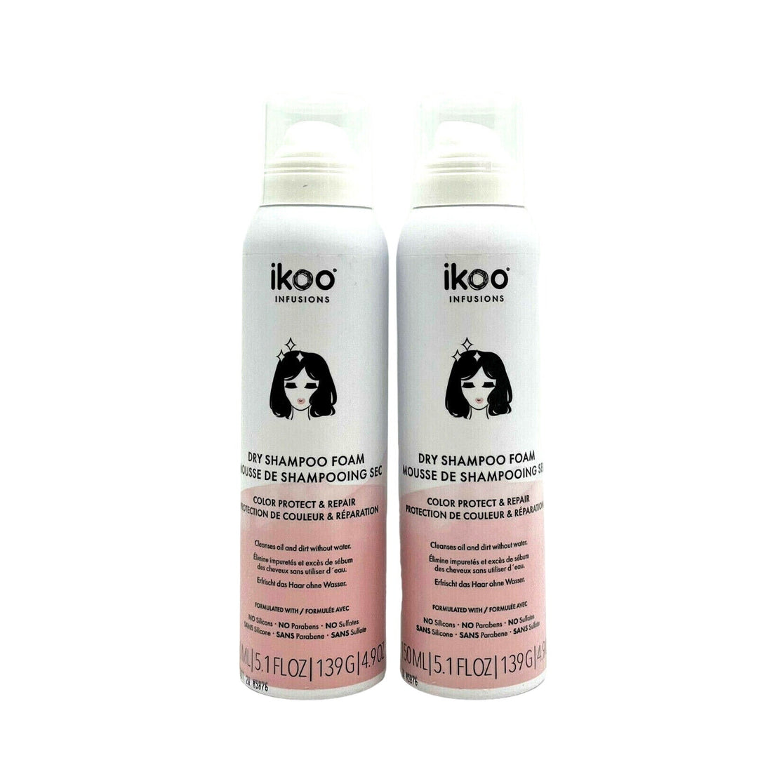 Ikoo Infusions Dry Shampoo Foam Color Protect & Repair 5.1 oz-Pack of 2