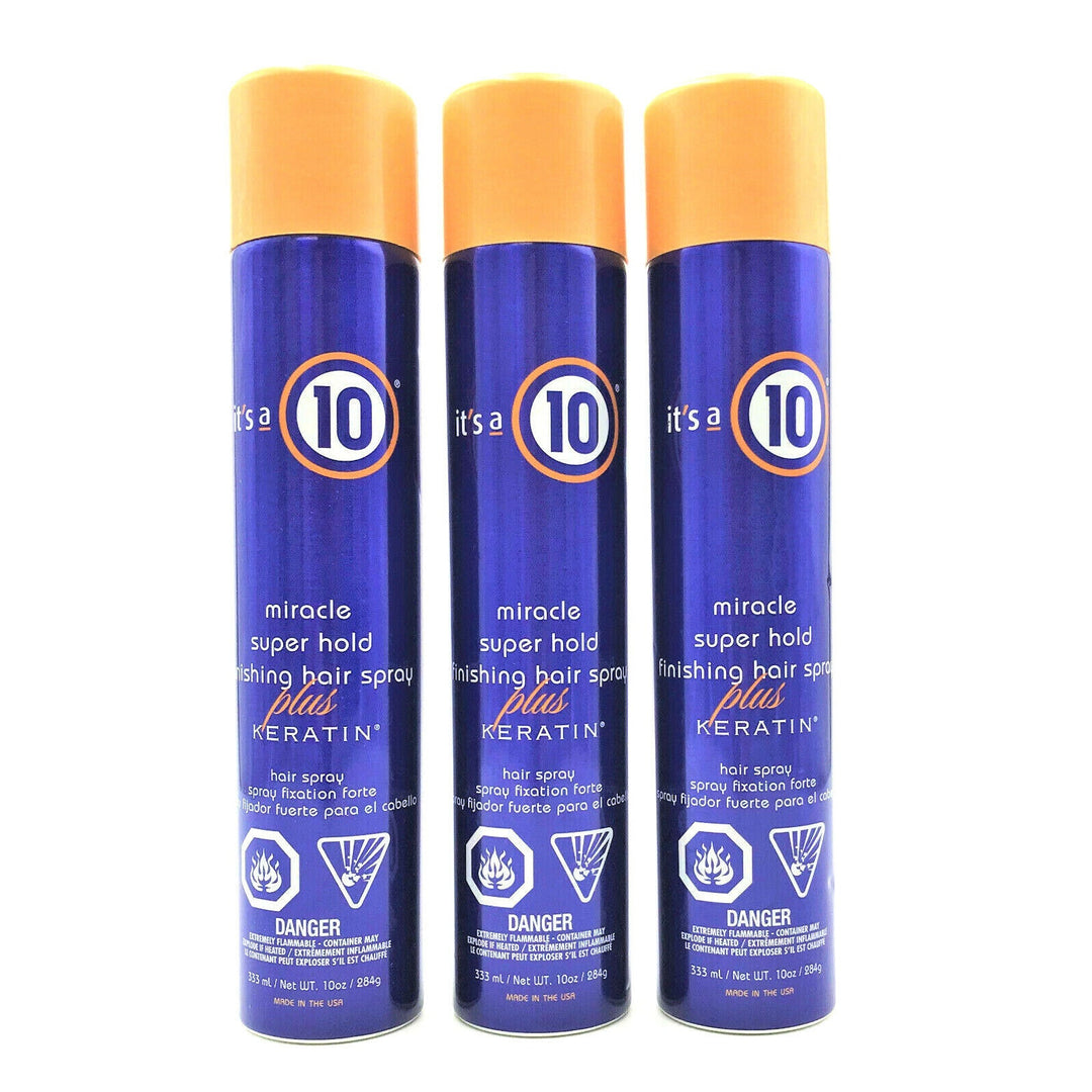 It's A 10 Miracle Super Hold Finishing Spray Plus Keratin 10 oz-Pack of 3