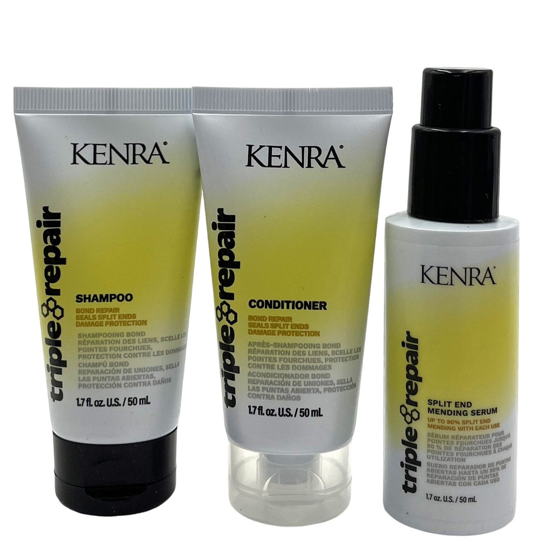 Kenra Triple Repair Shampoo, Conditioner & Split End Mending Serum 1.7 fl.oz Tio