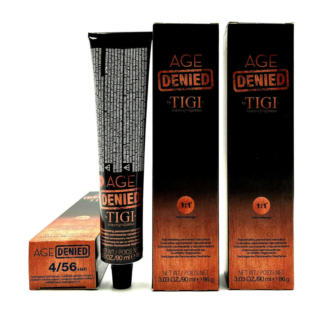 TIGI Age Denied Permanent Haircolor 4/56 Mahogany Red Brown 3.03 oz-3 Pack