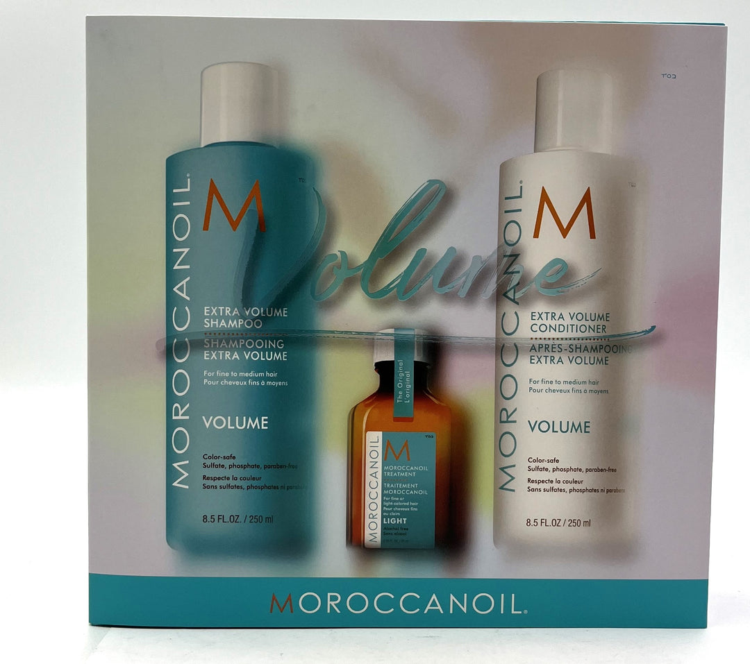 Moroccanoil Extra Volume Shampoo, Conditioner & Oil Treatment Light Trio Gift Set