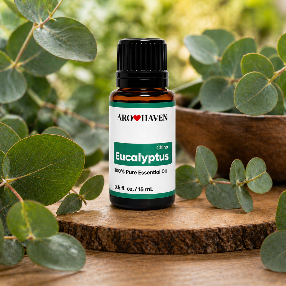 Aro Haven Eucalyptus Essential Oil 0.5 fl oz (15 mL) – 100% Pure Eucalyptus Globulus Oil – GC/MS Tested, High 1,8-Cineole Content, Aromatherapy Diffuser Oil, Fresh Crisp Aroma, Premium Essential Oil