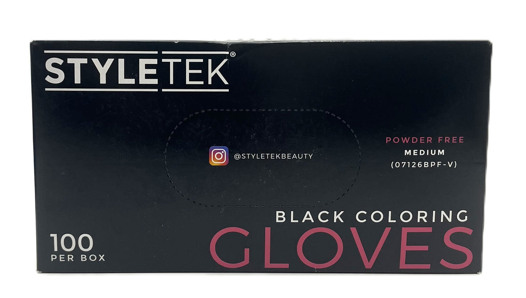StyleTek Black Coloring Gloves Medium Size-100 Pack