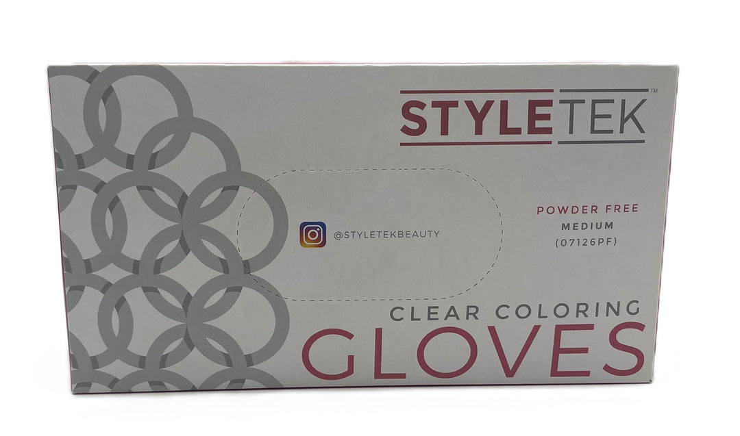 Styletek Clear Coloring Gloves Medium Size 100 Pack