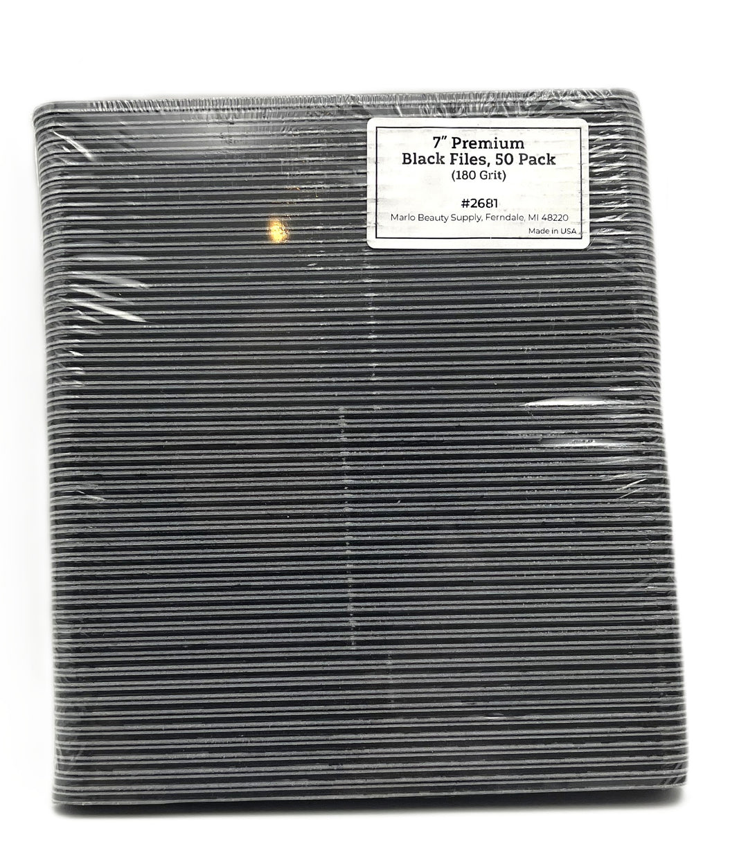 Marlo Beauty Supply 7" Premium Black Files 50 Pack 180 Grit