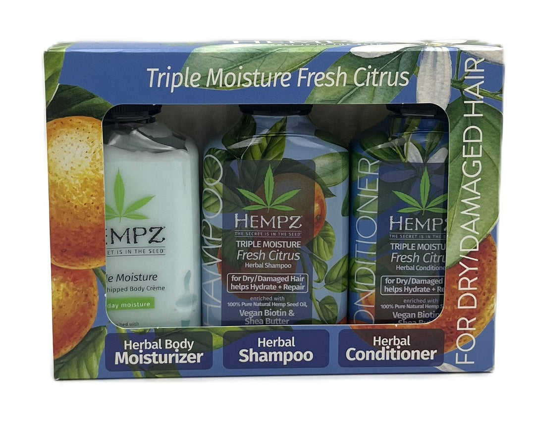 Hempz Triple Moisture Fresh Citrus Trio Gift Set(Shampoo Conditioner Moisturizer)