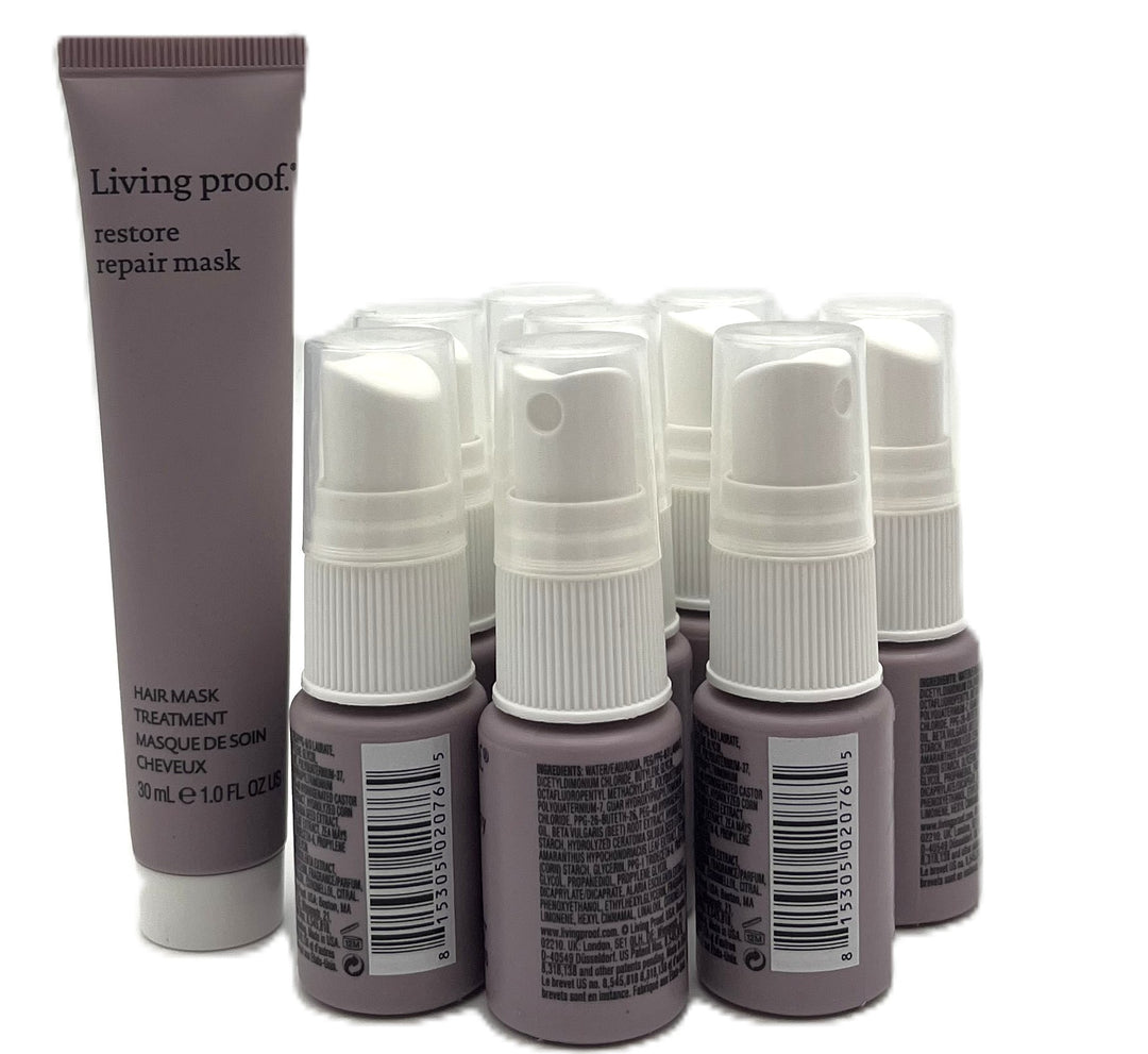 Living Proof Restore Perfecting Spray .5 oz  8 Pack & Repair Mask 1 fl.oz Sample Size