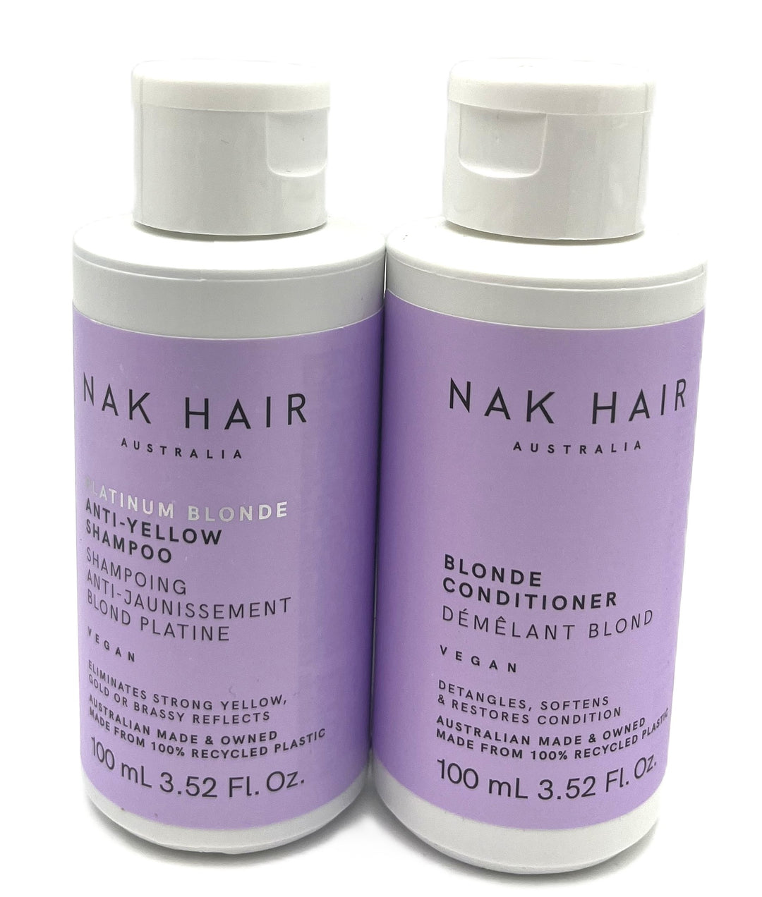 Nak Hair Australia Platinum Blonde Anti Yellow Shampoo & Conditioner 3.52 fl.oz Duo