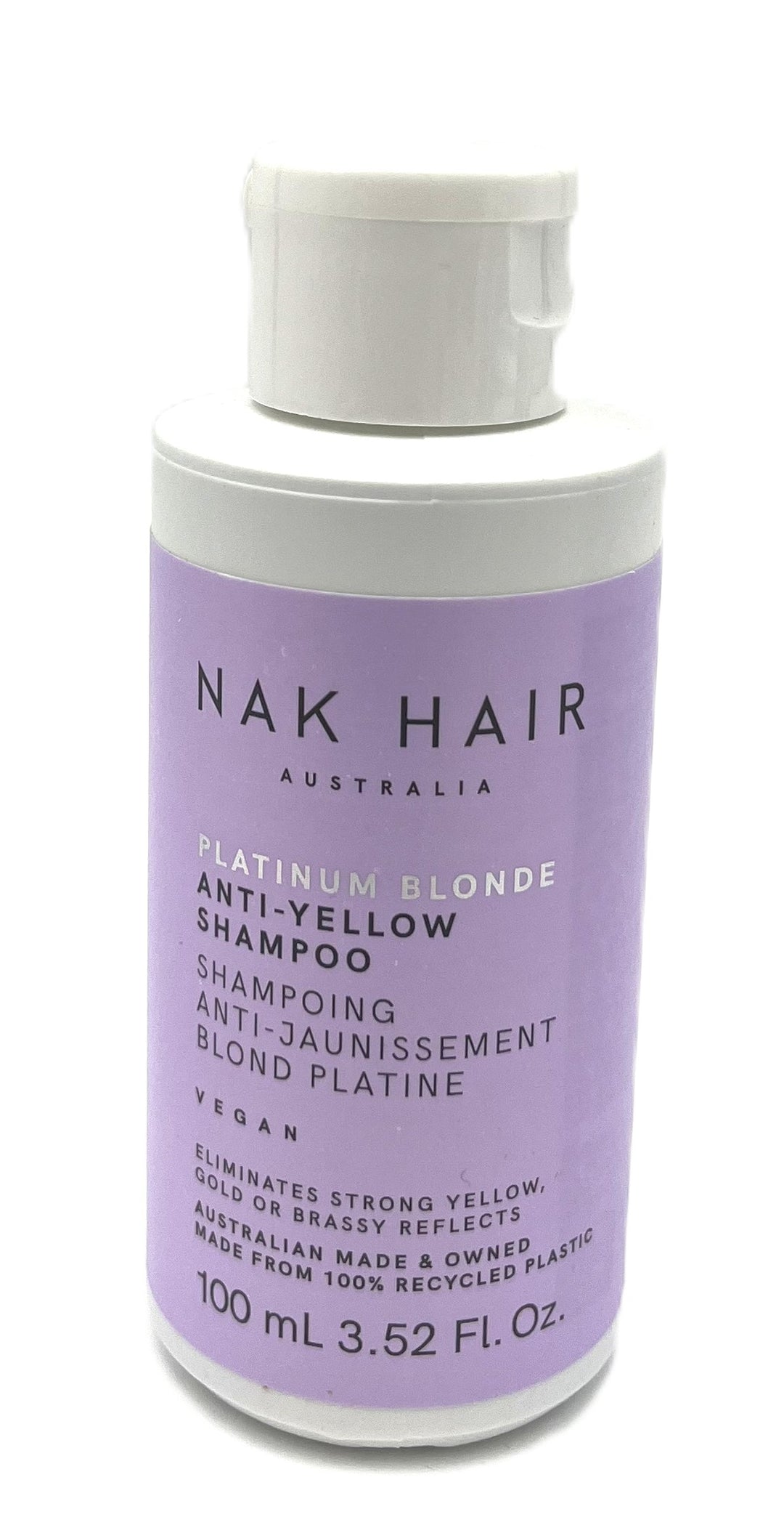 Nak Hair Australia Platinum Blonde Anti-Yellow Shampoo Eliminates Strong Yellow 3.52 oz