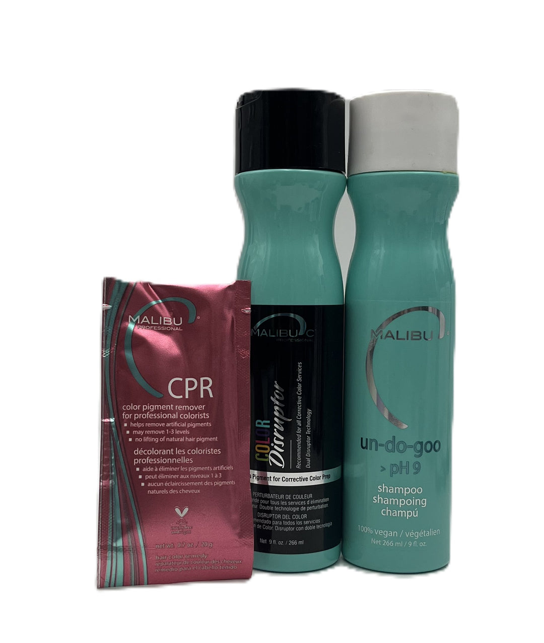 Malibu C Color Distrupter, Un-Do-Goo Shampoo &amp; CPR Color Remover Trio