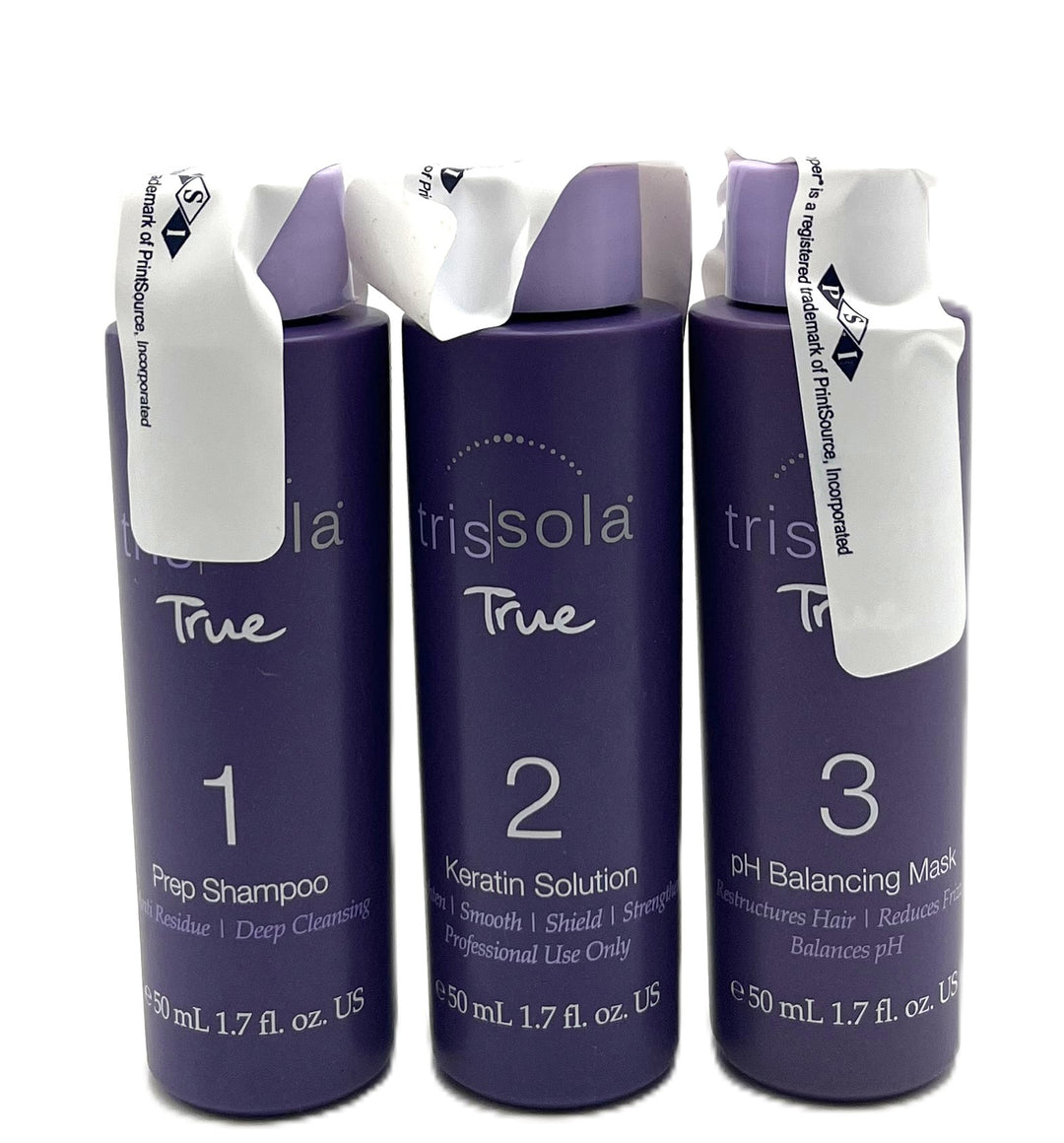 Trissola True Step 1 Shampoo, 2 Keratin Solution &amp; ph Mask  1.7 Fl. Oz trio