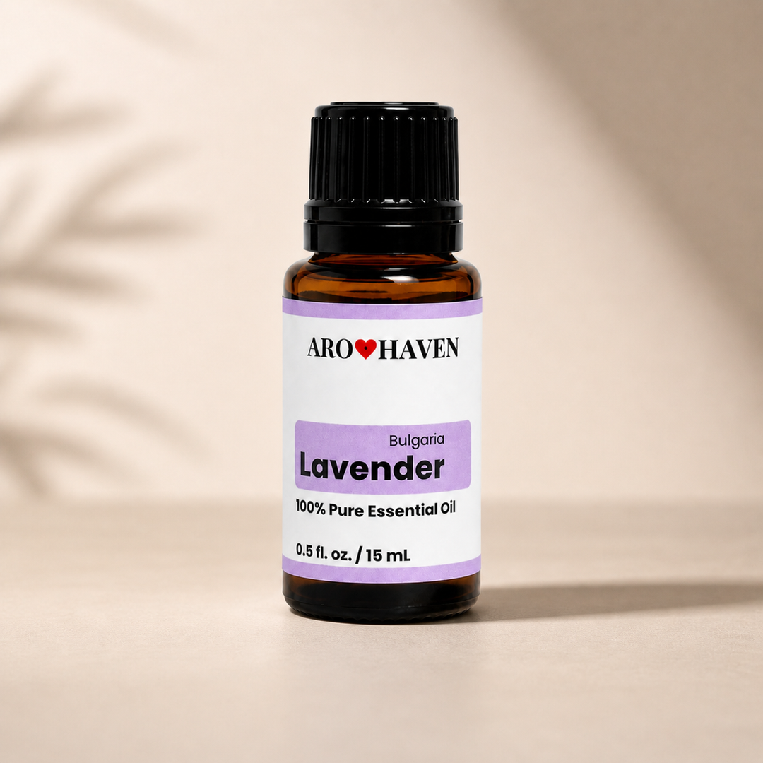 Aro Haven Lavender Bulgaria Essential Oil 0.5 fl oz (15 mL) – 100% Pure Lavandula Angustifolia Oil – GC/MS Tested, Aromatherapy Diffuser Oil, Floral Relaxing Aroma, Premium Bulgarian Essential Oil