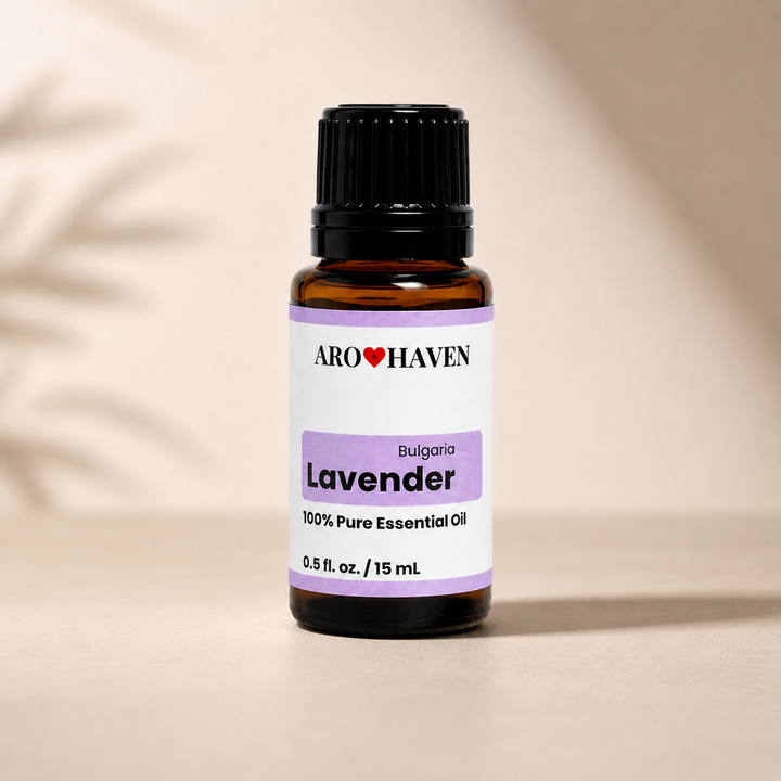 Aro Haven Lavender Bulgaria Essential Oil 0.5 fl oz (15 mL) – 100% Pure Lavandula Angustifolia Oil – GC/MS Tested, Aromatherapy Diffuser Oil, Floral Relaxing Aroma, Premium Bulgarian Essential Oil