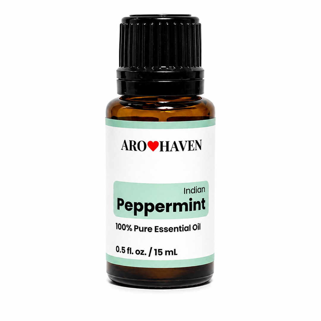 Aro Haven Peppermint Essential Oil 0.5 fl oz (15 mL) – 100% Pure Mentha Piperita Oil – GC/MS Tested, High Menthol Content, Aromatherapy Diffuser Oil, Fresh Cooling Mint Aroma, Premium Essential Oil