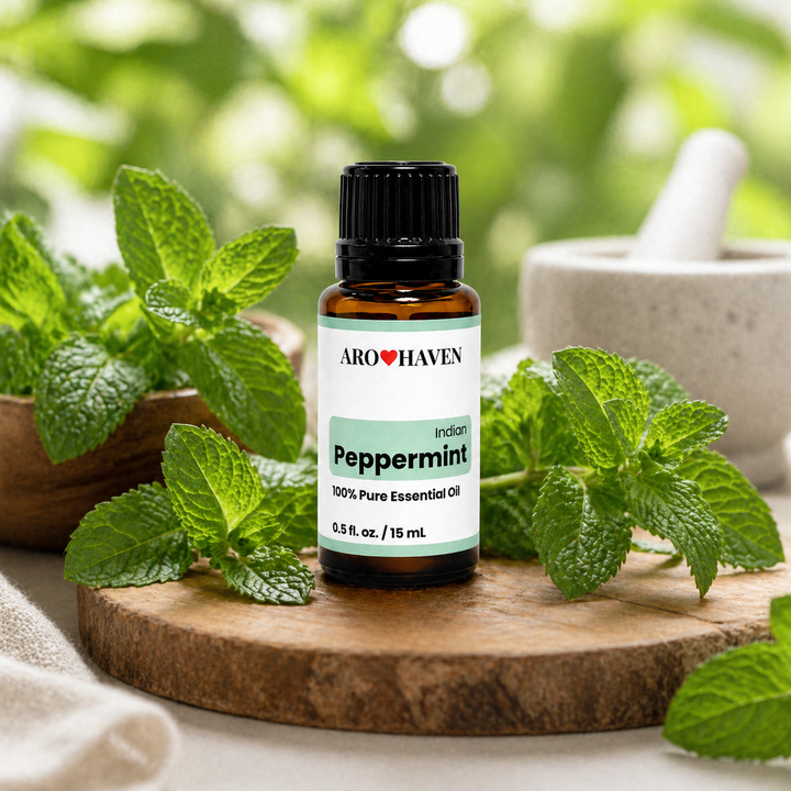 Aro Haven Peppermint Essential Oil 0.5 fl oz (15 mL) – 100% Pure Mentha Piperita Oil – GC/MS Tested, High Menthol Content, Aromatherapy Diffuser Oil, Fresh Cooling Mint Aroma, Premium Essential Oil
