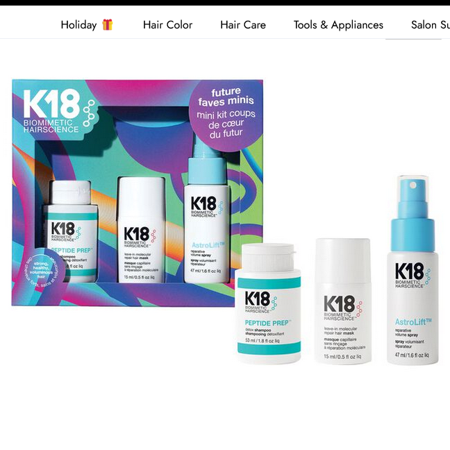K18 Future Faves Minis Kit(Shampoo+Mask+Spray) Holiday Gift