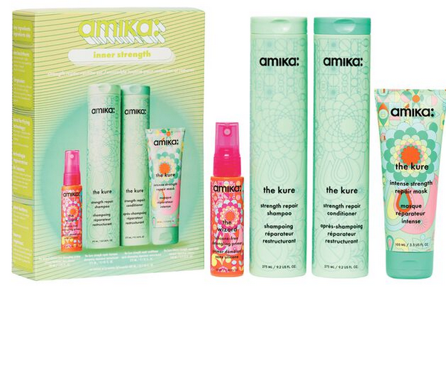 Amika Inner Strength Repair Routine Set Holiday Gift(Shampoo+Conditioner+Mask+Primer)