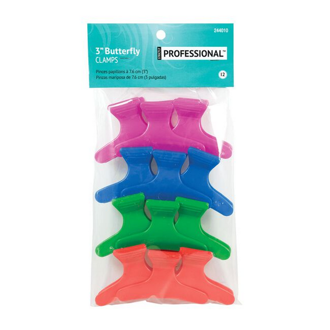 Salon Care Butterfly Clamp Neon - 12 Count