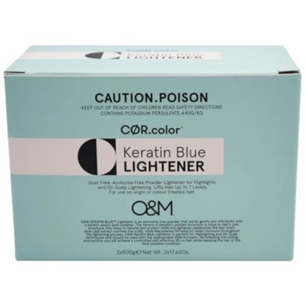 O&amp;M Keratin Blue LIGHTENER (Ammonia-Free) 17.63oz 2pieces
