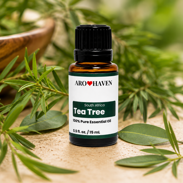 Aro Haven Tea Tree South Africa Essential Oil 0.5 fl oz (15 mL) – 100% Pure Melaleuca Alternifolia Oil – GC/MS Tested, High Terpinen-4-ol Content, Aromatherapy Diffuser Oil, Premium Essential Oil