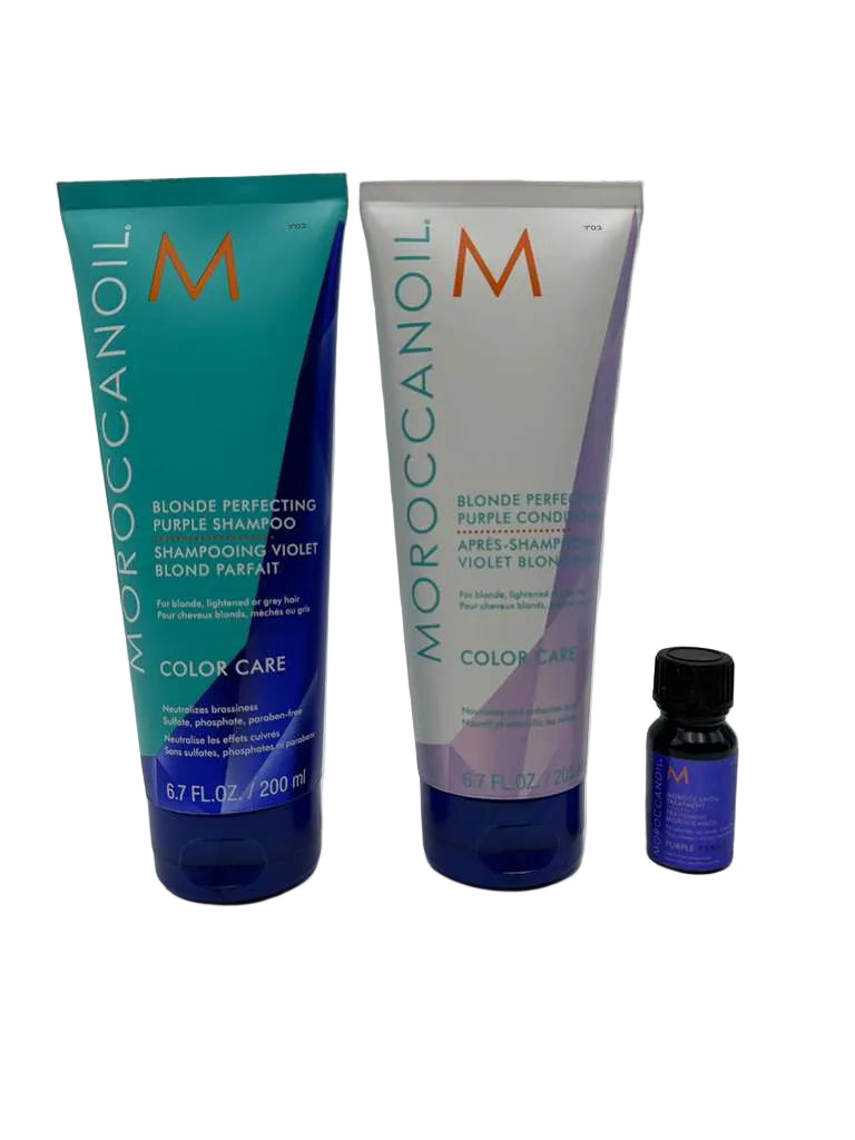 Moroccanoil Blonde Perfecting Purple Shampoo, Conditioner &amp; Purple Oil Trio