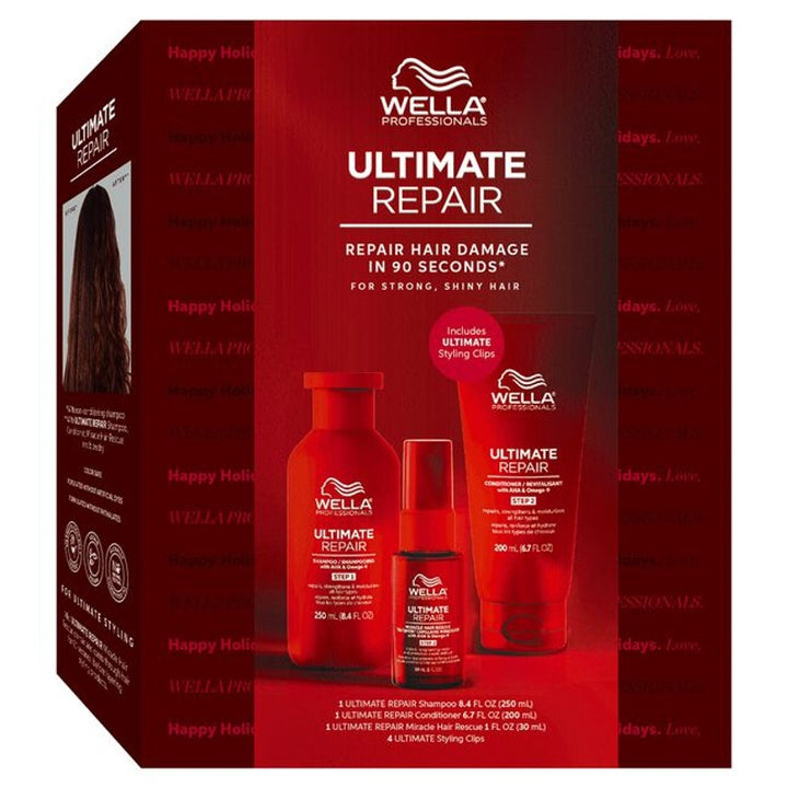 Wella  Ultimate Repair Holiday Gift Set (Shampoo Conditioner Serum Clip)