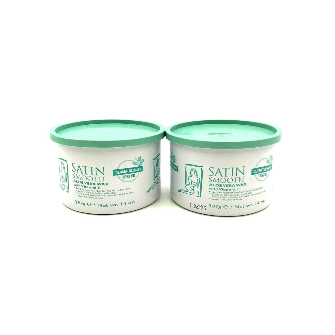 Satin Smooth Aloe Vera Wax With Vitamin E For Fine To Medium Hair 14 oz-2 Pack