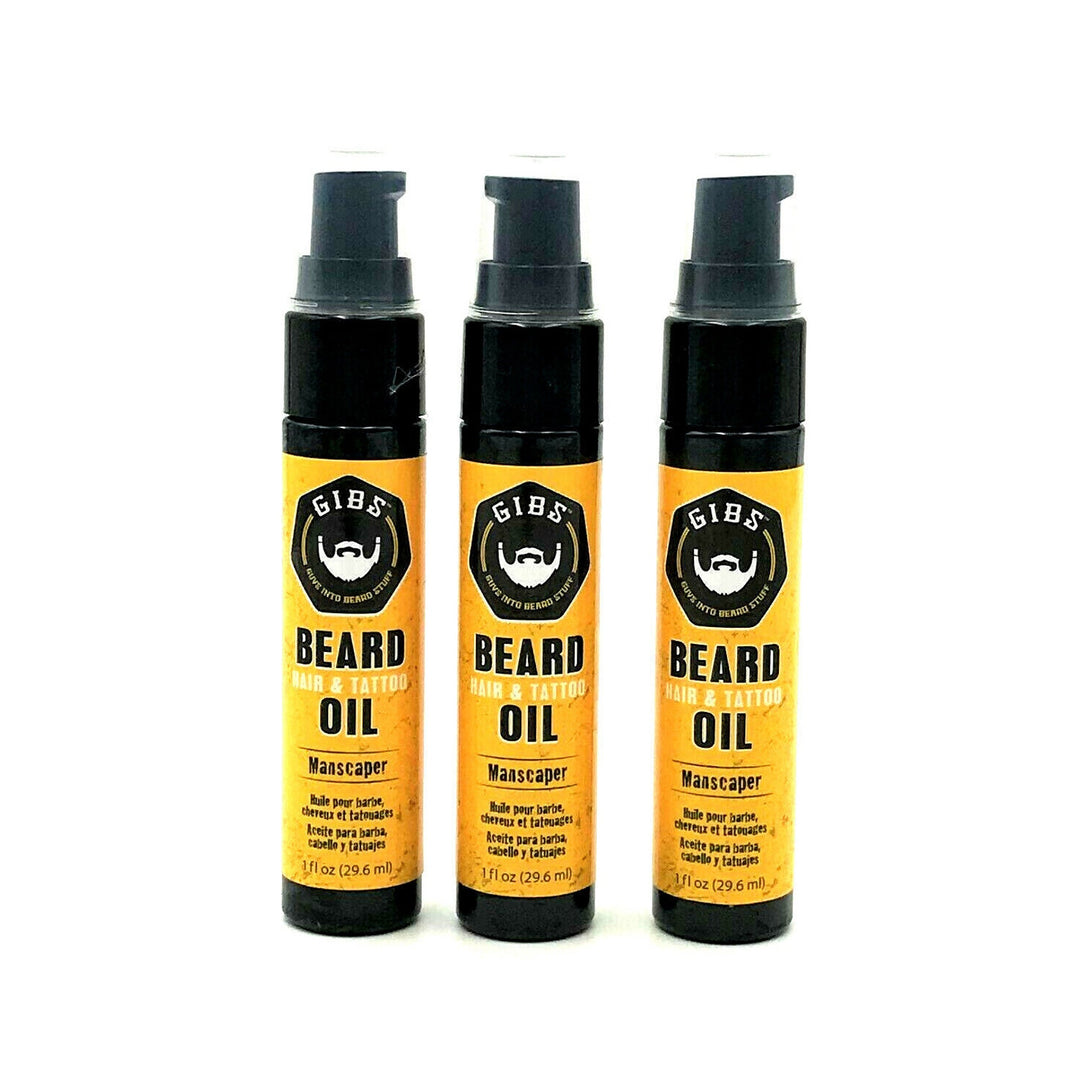 GIBS Guys Into Beard Stuff Man Scaper Beard, Hair & Tatoo Oil 1 oz-3 Pack