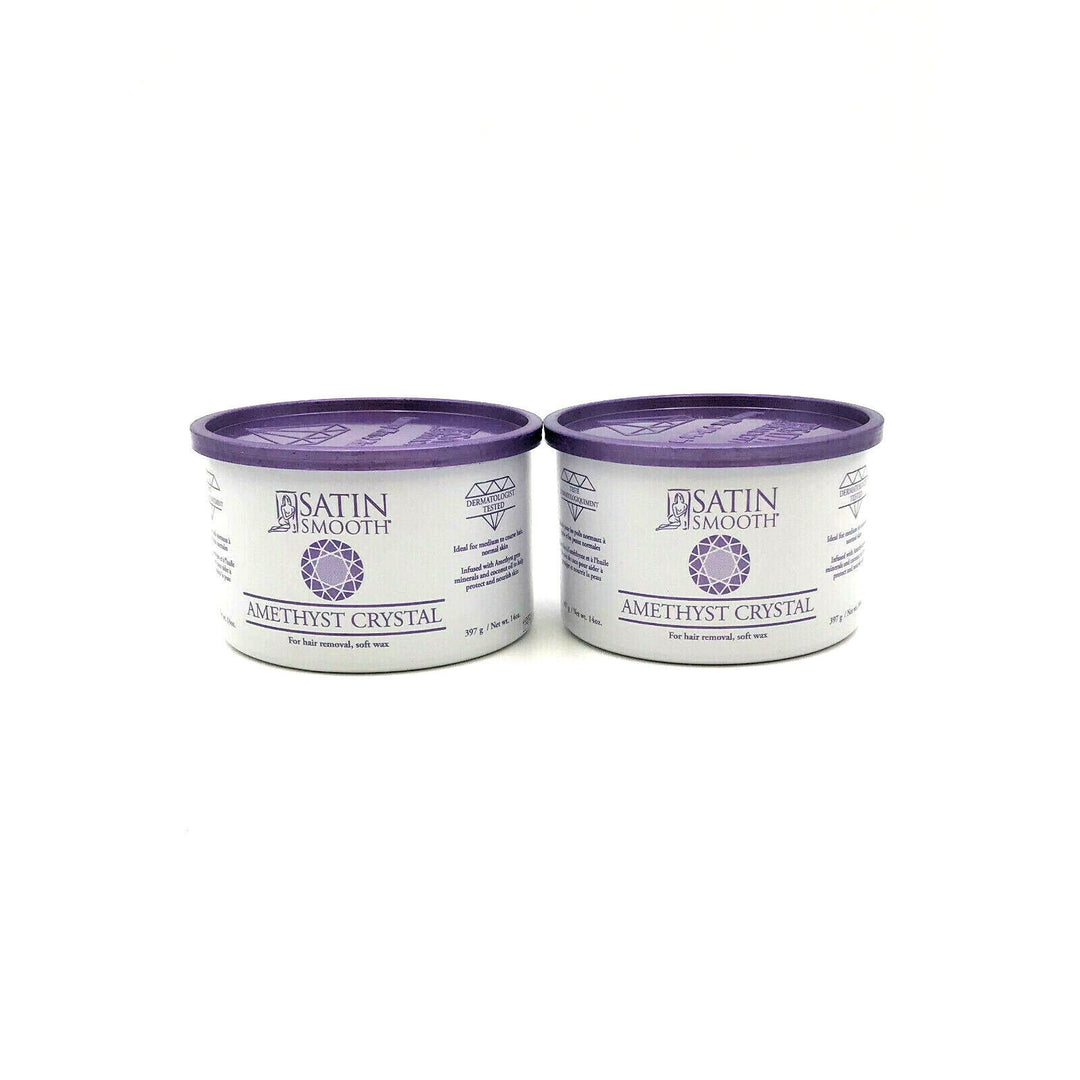 Satin Smooth Gem Wax-Amethyst Crystal For Medium To Coarse Hair 14 oz-2 Pack