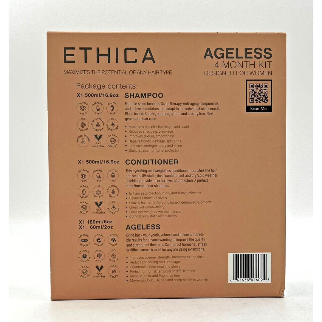 Ethica Ageless 4 Month Kit For Women (Shampoo/Conditioner/Ageless)