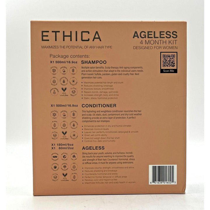 Ethica Ageless 4 Month Kit For Women (Shampoo/Conditioner/Ageless)