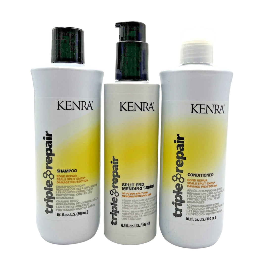 Kenra Triple Repair Shampoo/Conditioner/Split End Mending Serum Bond Repair Trio