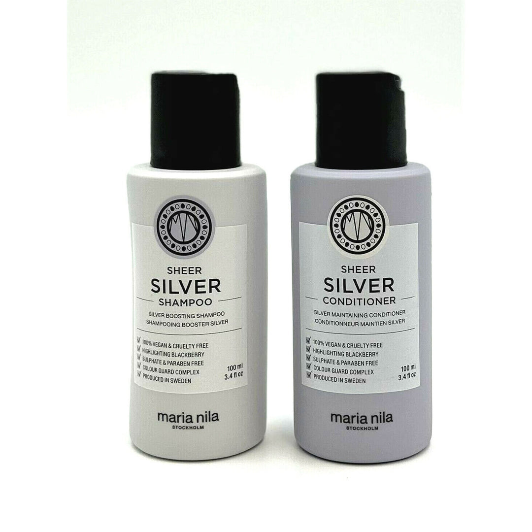 Maria Nila Sheer Silver Shampoo & Conditioner 3.4 oz Travel/Sample 100% Vegan Duo