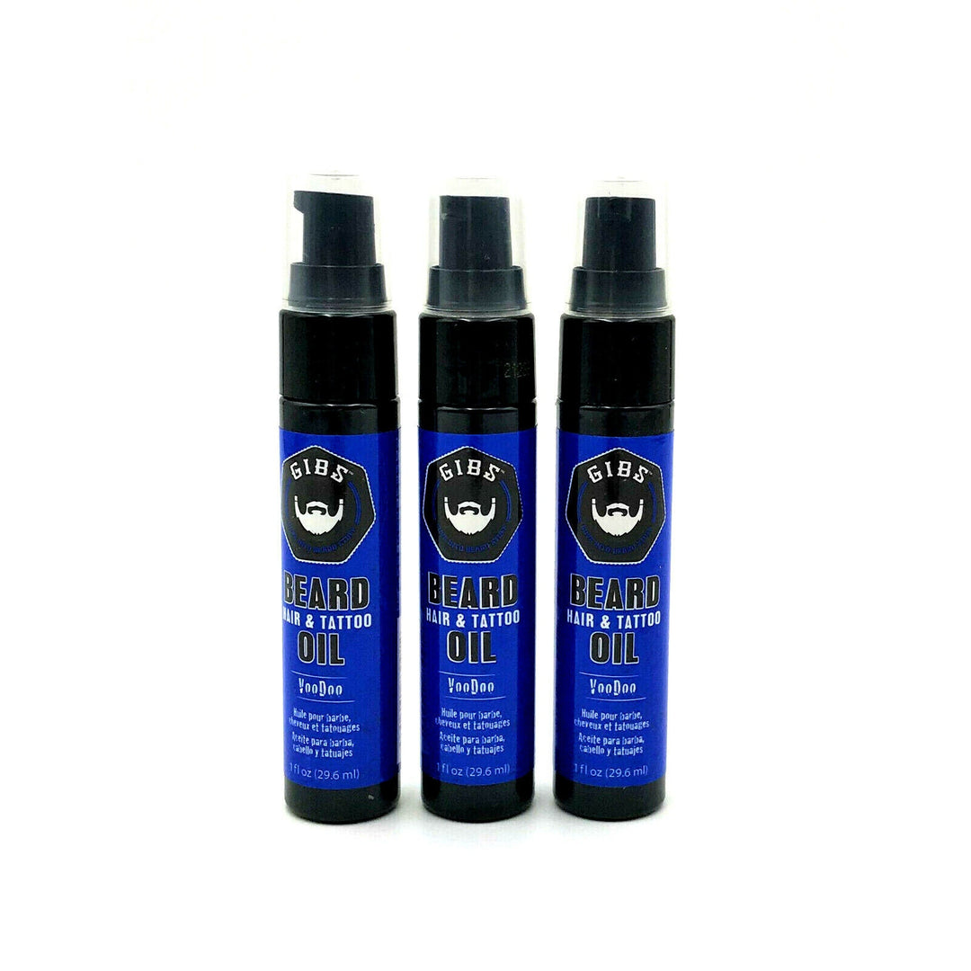 GIBS VooDoo Beard, Hair & Tattoo Oil 1 oz-3 Pack