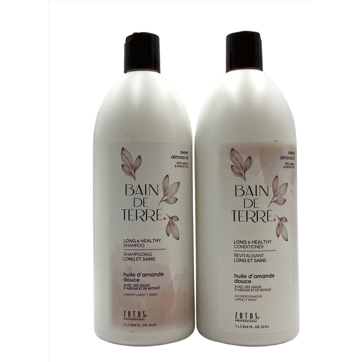 Bain De Terre Sweet Almond Oil Long & Healthy Shampoo & Conditioner 33.8 oz Duo