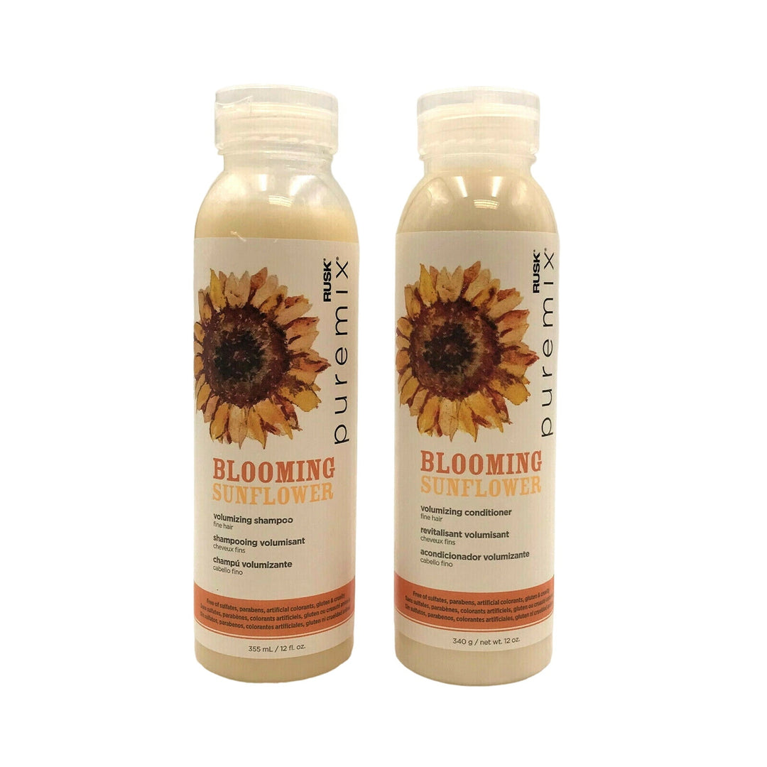 Rusk Puremix Blooming Sunflower Volumizing Shampoo & Conditioner 12 oz Duo